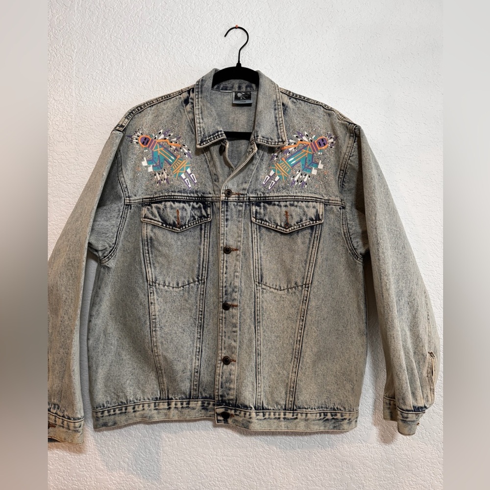 Vintage Acid Wash Jean Jacket with graphics